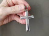 Minimalist large sterling silver body cross without patterns and ornaments