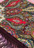 Paisley pattern large fringed shawl.