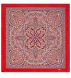 Red paisley patterned shawl square in Slavic traditional style