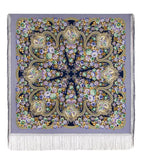 Decorative throw blanket with intricate paisley pattern on a light purple background
