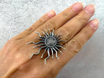 This handmade Armenian sun ring showcases intricate artistry and is crafted from sterling silver 925. Its lengthy rays are inspired by Vaspourakan jewelry, adding a unique and cultural touch to any outfit. Elevate your style with this stunning piece of jewelry made by Armenian famous silver artisans.
