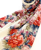 Floral patterned Slavic woolen shawl with vintage blue and red flowers