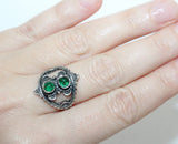 Add a unique touch to your collection with our Sterling Silver 925 Handmade Armenian Jewelry. This thumb ring features a traditional ornament and bright green stones, inspired by Western Armenia designs. The small size (US 4 or 5) makes it perfect for stacking or wearing alone. Shop now at our online Armenian jewelry store.
