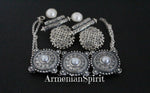 Elevate your style with our sterling silver 925 Armenian handmade jewelry set. The elegant bracelet and large earrings feature pearls and intricate details, perfect for adding a touch of sophistication to any outfit. Inspired by traditional and Western Armenian jewelry, these pieces are the perfect addition to your boho dresses or formal jackets. Buy online from our stores on etsy and ebay.
