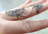 armenian flowers double ring silver on a finger
