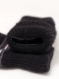 Handwarmers natural wool Nordic polar bear pattern mittens black Unisex M-XL