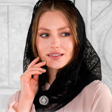 Italian style woman`s veil for church on a woman.
