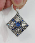 Blue sapphire Dangle earrings STERLING SILVER 925