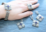 Blue sapphire Dangle earrings STERLING SILVER 925