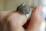 Garnet Ring Marcasite Pomegranate Dome STERLING SILVER 925