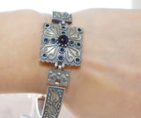 Ring square blue sapphire stones STERLING SILVER 925