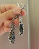 Black Dangle earrings Marcasite SILVER very long earrings Cocktail jewelery Party armenian handmade