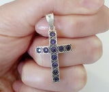 Armenian cross black stones Silver 925 men necklace crosses women