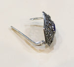 Earrings marcasite blue stone SILVER 925 jewelry