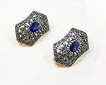 Earrings marcasite blue stone SILVER 925 jewelry