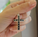 Armenian cross black stones Silver 925 men necklace crosses women