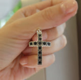 Armenian cross black stones Silver 925 men necklace crosses women
