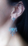 Very long earrings light blue earring Silver Bohemian jewelry