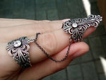 Double ring Sterling silver 925 Armenian jewelry armor full finger Adjustable ring