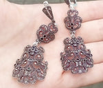 Silver set Large ring and Extra long earrings Sterling silver 925