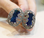 Marcasite jewelry Electric blue earrings STERLING SILVER 925