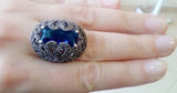 Marcasite emerald green lab topaz earring and ring STERLING SILVER 925