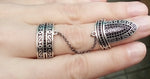 Double ring black SILVER 925 white zircons
