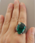Green jewelry SET earrings ring Marcasite STERLING SILVER 925
