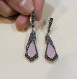 Pink quartz earrings STERLING 925
