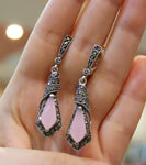 Pink quartz earrings STERLING 925