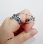 Double ring armor rings Full finger ring shield Sterling silver 925
