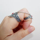 Double ring armor rings Full finger ring shield Sterling silver 925