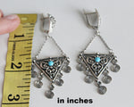 Very long earrings light blue earring Silver Bohemian jewelry