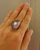 Earrings Pink rose quartz Marcasite STERLING SILVER 925