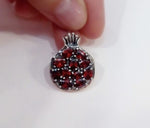 Big Pomegranate pendant Sterling Silver 925 with red zircon stones