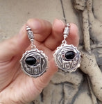 Silver earrings black ethnic Jewelry with goat Gifts for woman