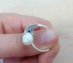 Pearl ring Silver 925 pearl lab stone Sterling  marcasite jewelry