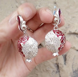 Pomegranate earrings taraz SILVER dangles ethnic jewelry