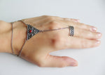 Boho Bracelet with ring and chains Silver 925 women