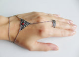 Boho Bracelet with ring and chains Silver 925 women
