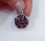 Big Pomegranate pendant Sterling Silver 925 with red zircon stones