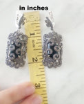 Dangle earrings Navy stone drop earring Very long Blue stone jewelry STERLING SILVER 925