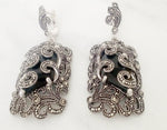 Dangle earrings Navy stone drop earring Very long Blue stone jewelry STERLING SILVER 925