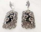 Dangle earrings Navy stone drop earring Very long Blue stone jewelry STERLING SILVER 925