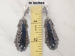 Very long earrings Blue stone Marcasite STERLING SILVER 925