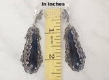 Very long earrings Blue stone Marcasite STERLING SILVER 925