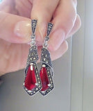 Red lab topaz ring marcasite  jewelry STERLING SILVER 925