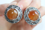 Honey carnelian SET earrings and ring STERLING SILVER 925
