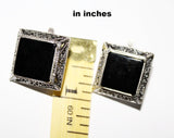 Black onyx earrings square SILVER 925 jewelry