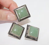 Jade earrings green STERLING SILVER 925